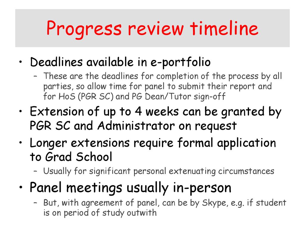 Progress review timeline