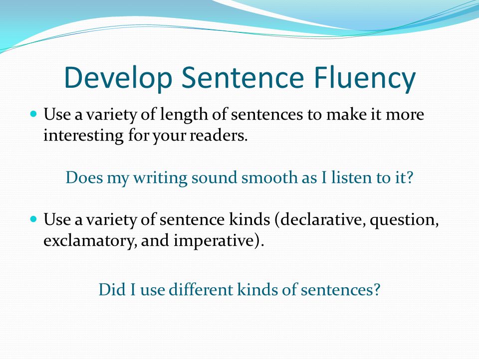 Develop Sentence Fluency