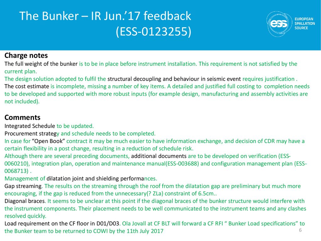 The Bunker – IR Jun.’17 feedback (ESS )