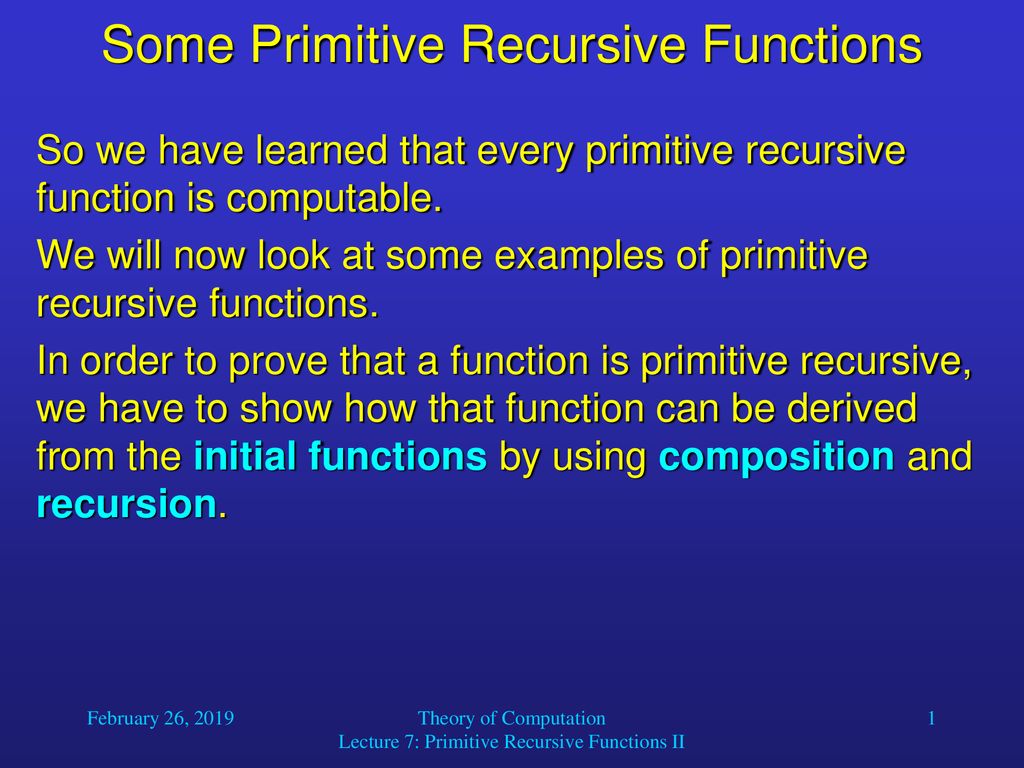Some Primitive Recursive Functions - ppt download
