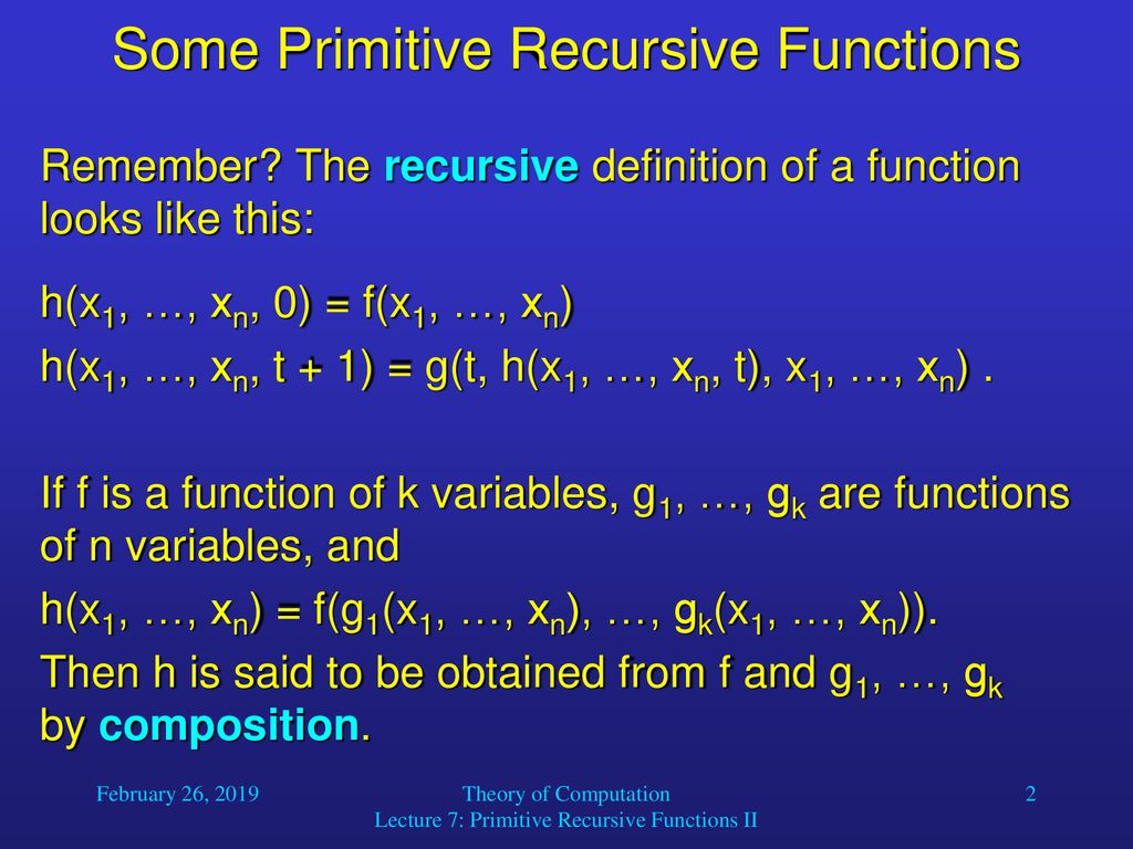 Some Primitive Recursive Functions - ppt download