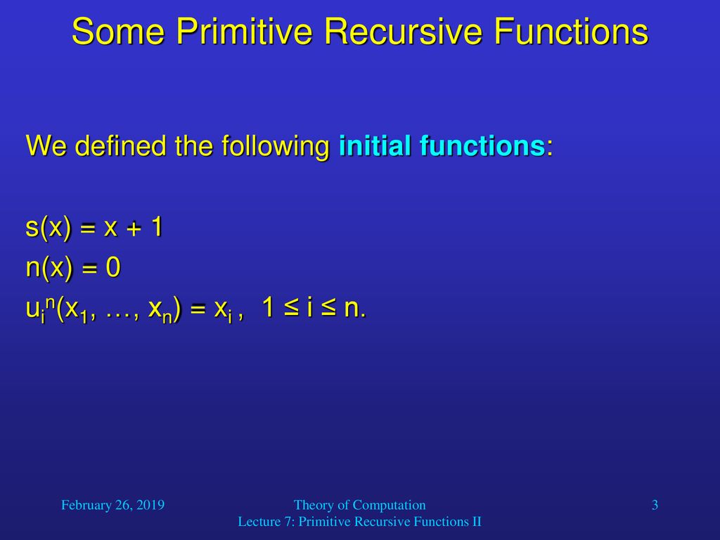 Some Primitive Recursive Functions - ppt download