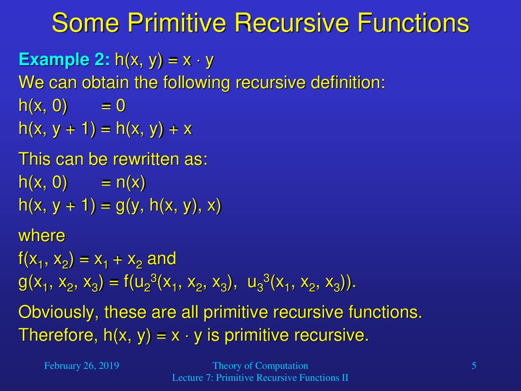Some Primitive Recursive Functions - ppt download
