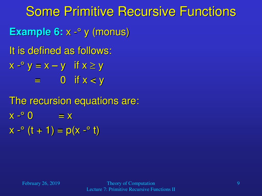Some Primitive Recursive Functions - ppt download