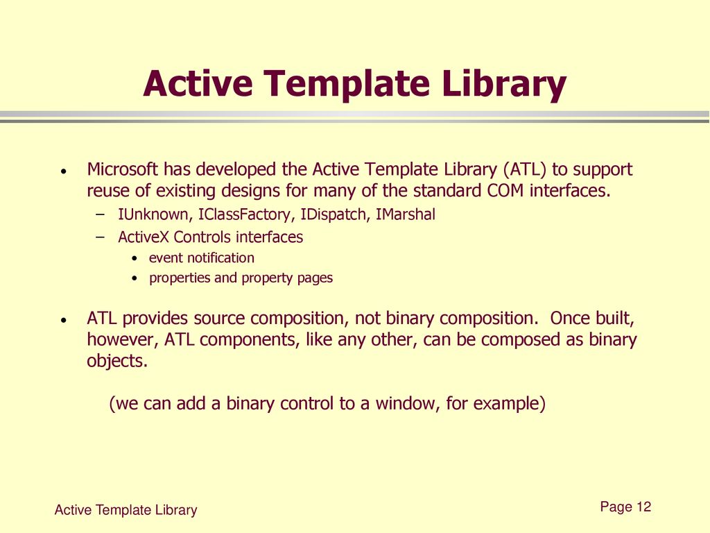 Active Template Library ppt download Active Template Library ppt download