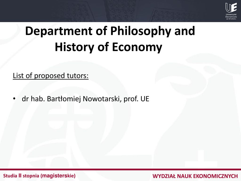 Department of Philosophy and History of Economy