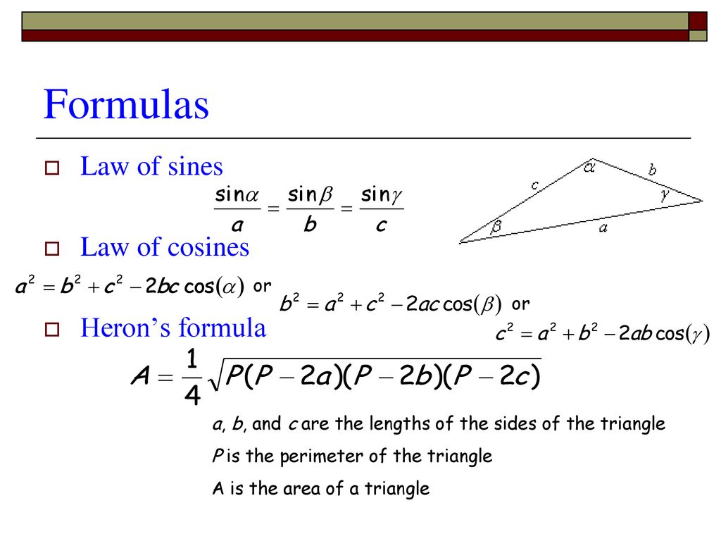 Laws of Sines and Cosines - ppt download