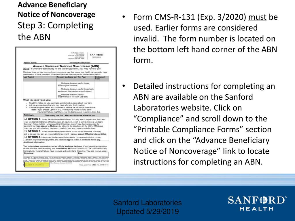 Advance Beneficiary Notice of Noncoverage (ABN) ppt download