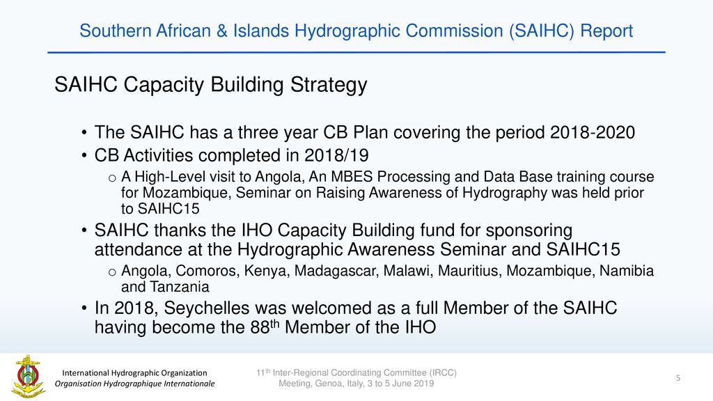 Southern African & Islands Hydrographic Commission (SAIHC) Report