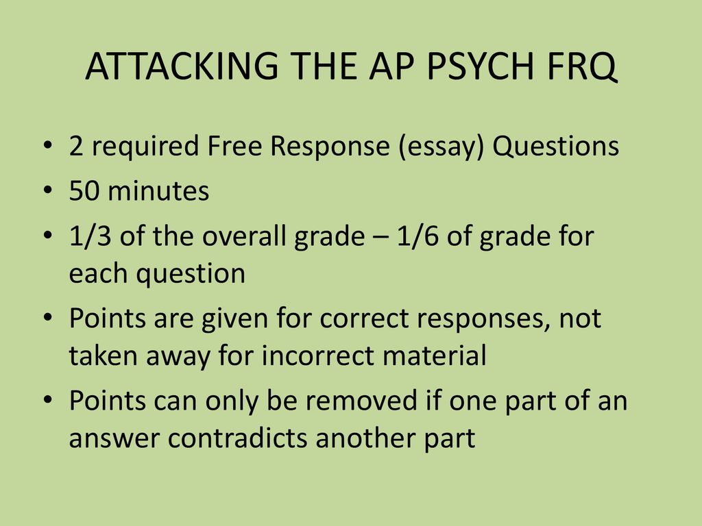 Steps to scoring higher on an FRQ for AP Psych. - ppt download
