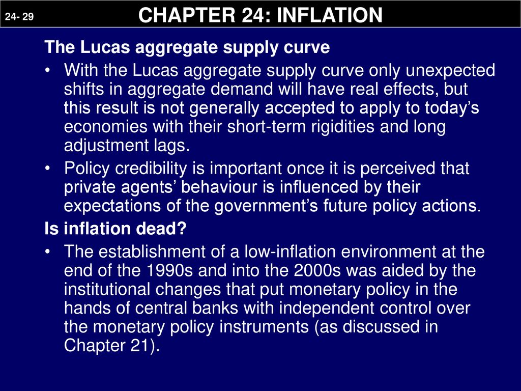 CHAPTER 24: INFLATION The Lucas aggregate supply curve