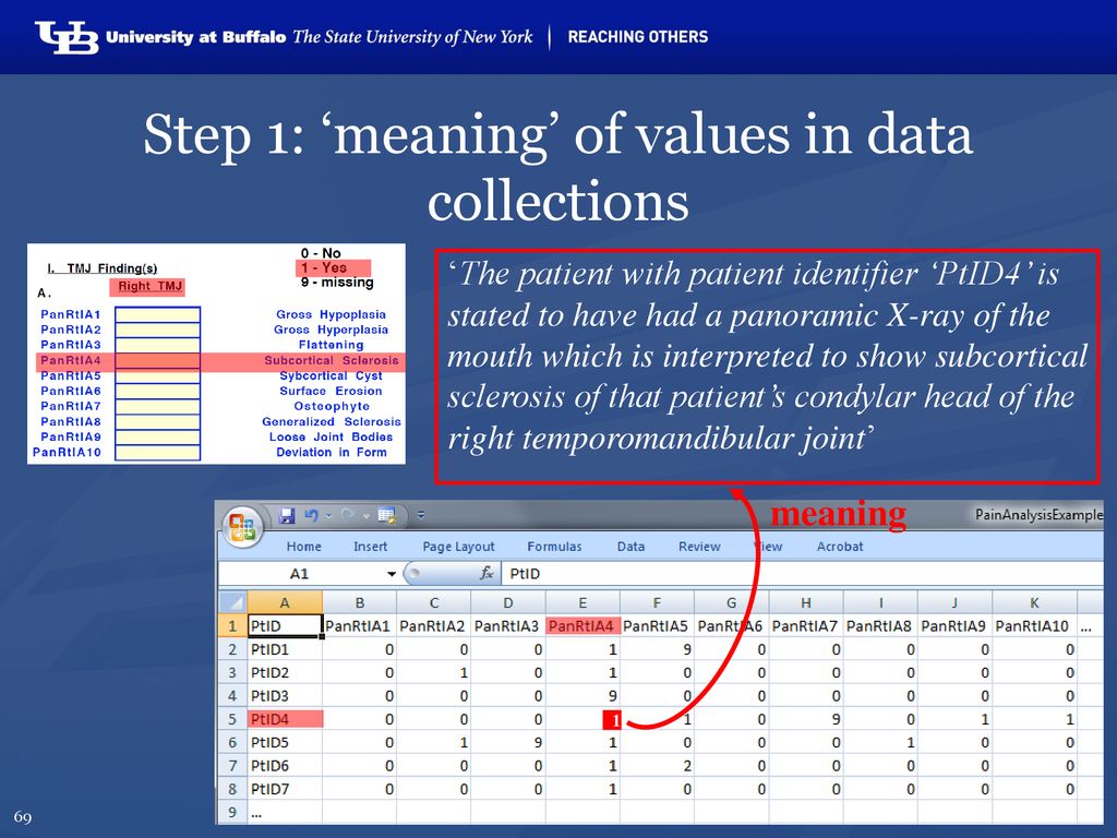 Step 1: ‘meaning’ of values in data collections