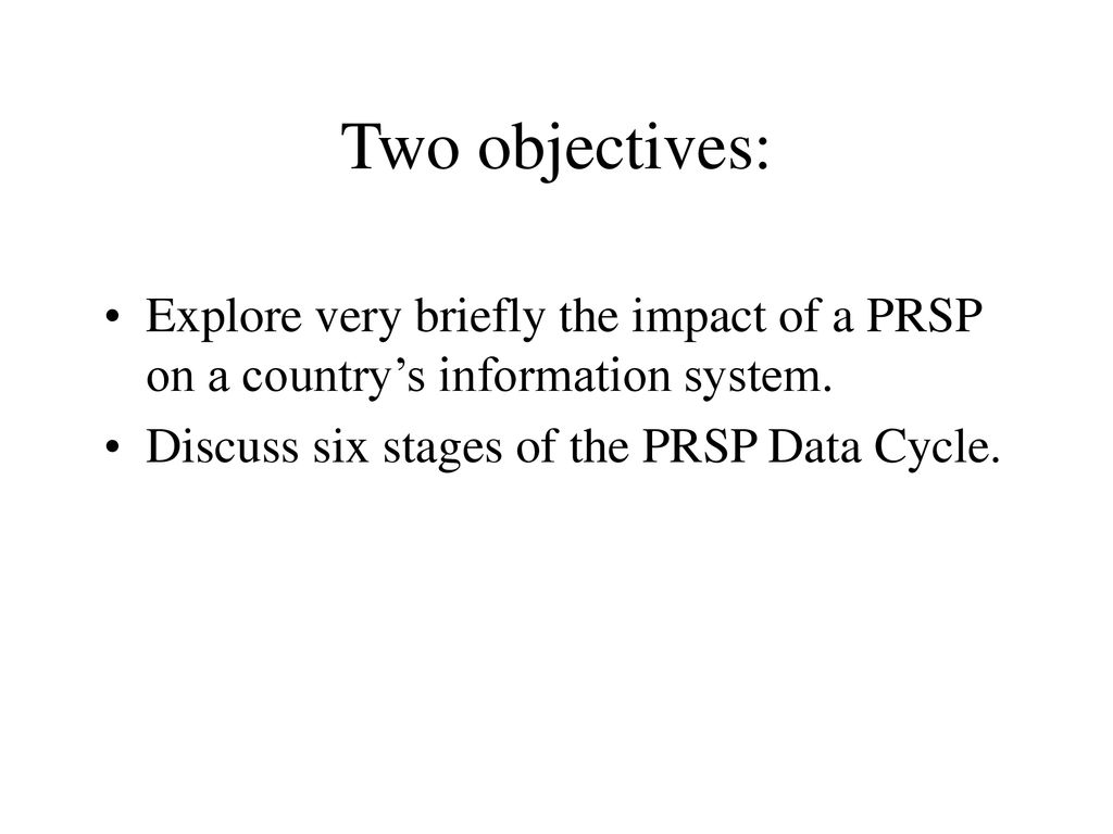 PRSPs and National Information Systems Challenges and Opportunities