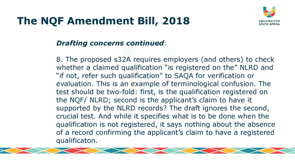 The NQF Amendment Bill, 2018 Drafting concerns continued: