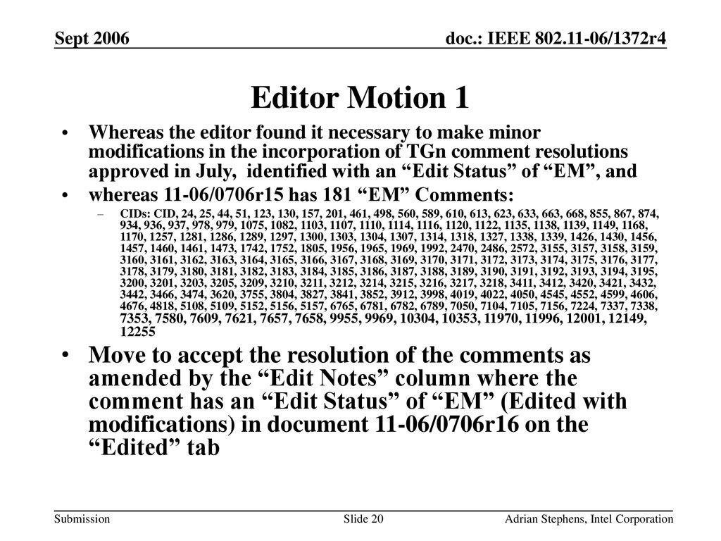 Sept 2006 Editor Motion 1.