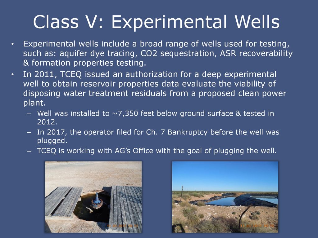 Class V: Experimental Wells