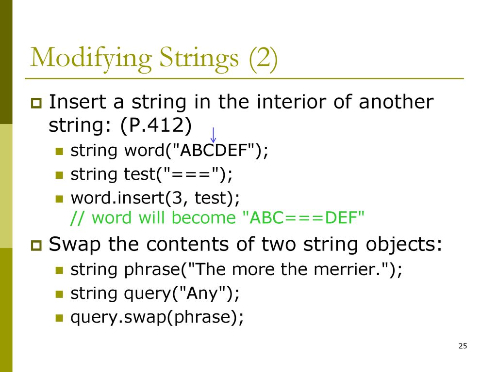 Chapter 8 (Part 3) Library Classes for Strings (P.405) ppt download