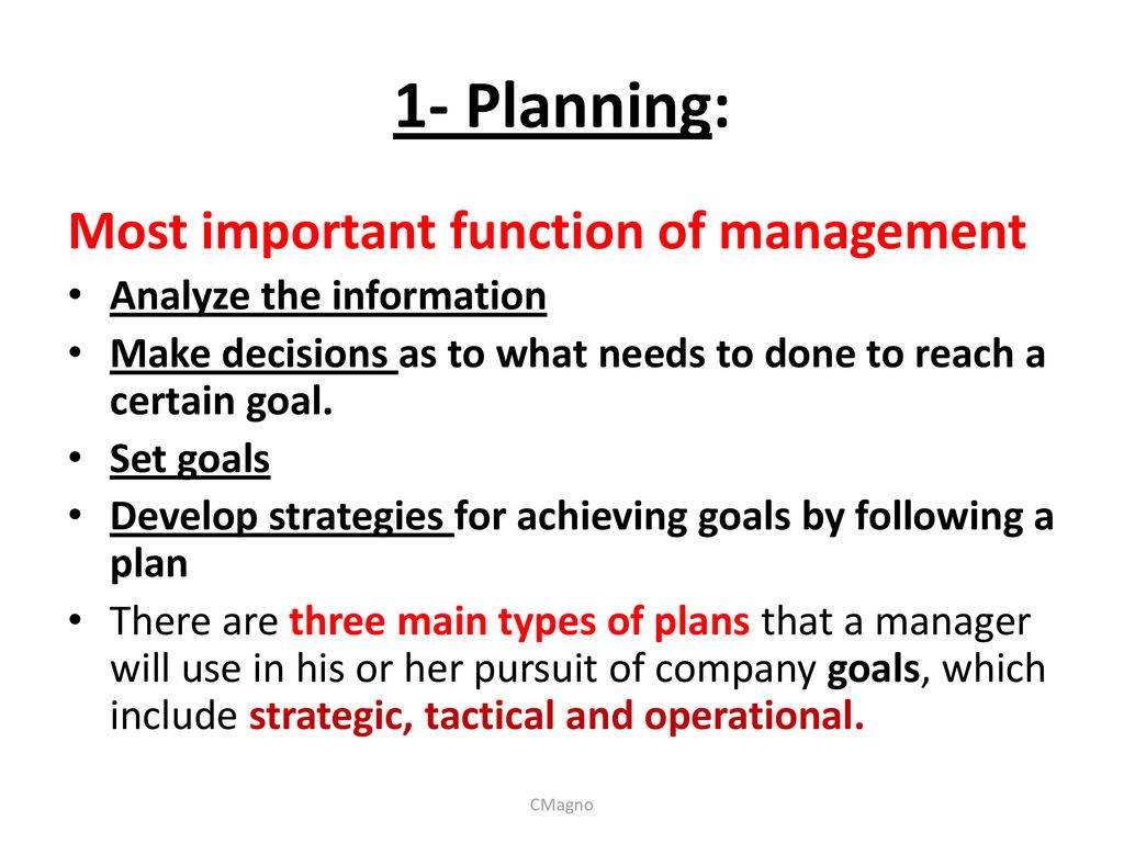 What is the most important function of management Why?