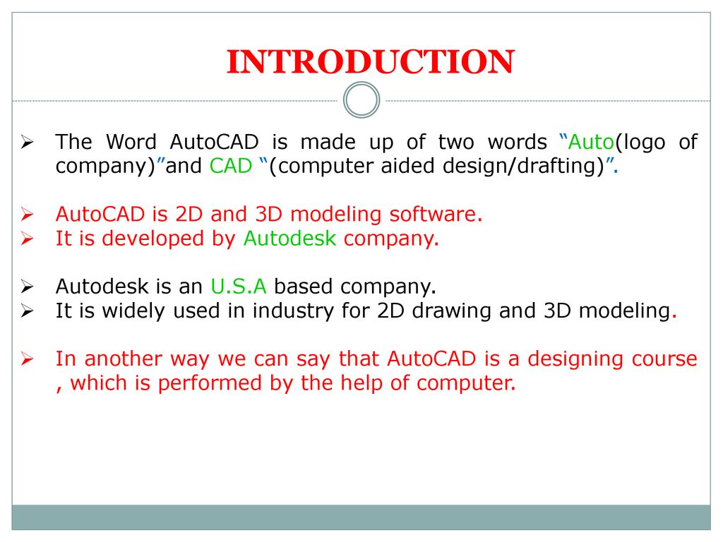 PRESENTATION on AutoCAD ppt download