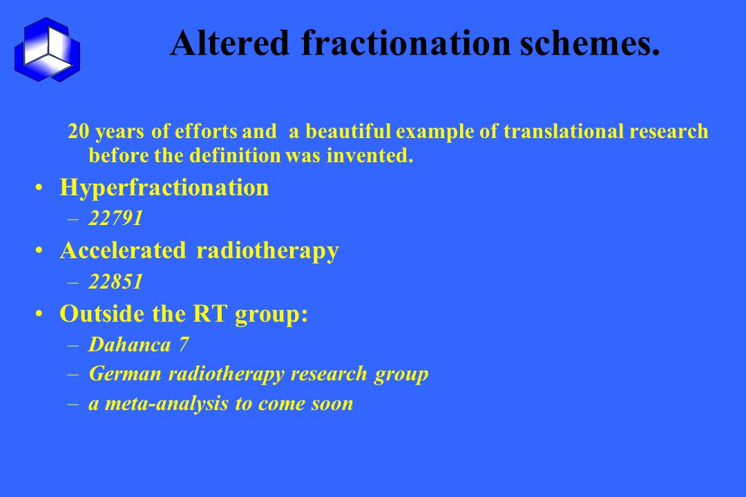 Altered fractionation schemes.