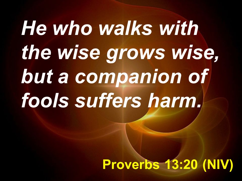 He who walks with the wise grows wise, but a companion of fools suffers harm.