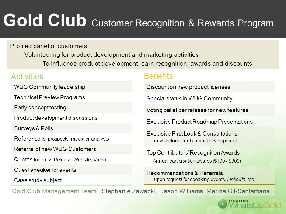 Gold Club Customer Recognition & Rewards Program