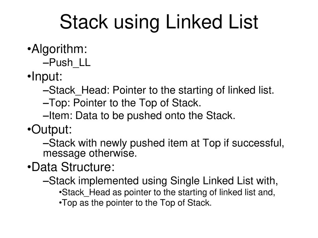 Stack Any Other Data Structure Array Linked List - ppt download