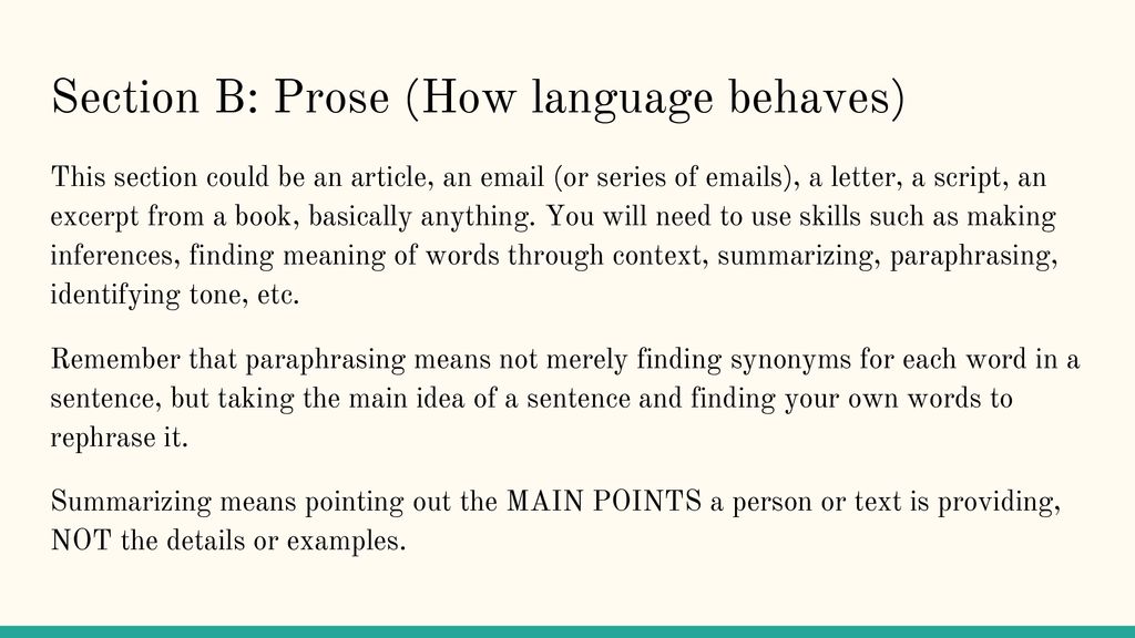 what does continuous prose mean