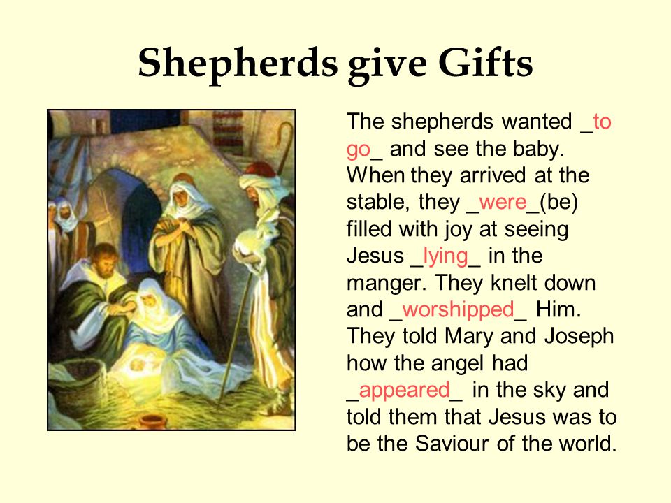 Shepherds give Gifts