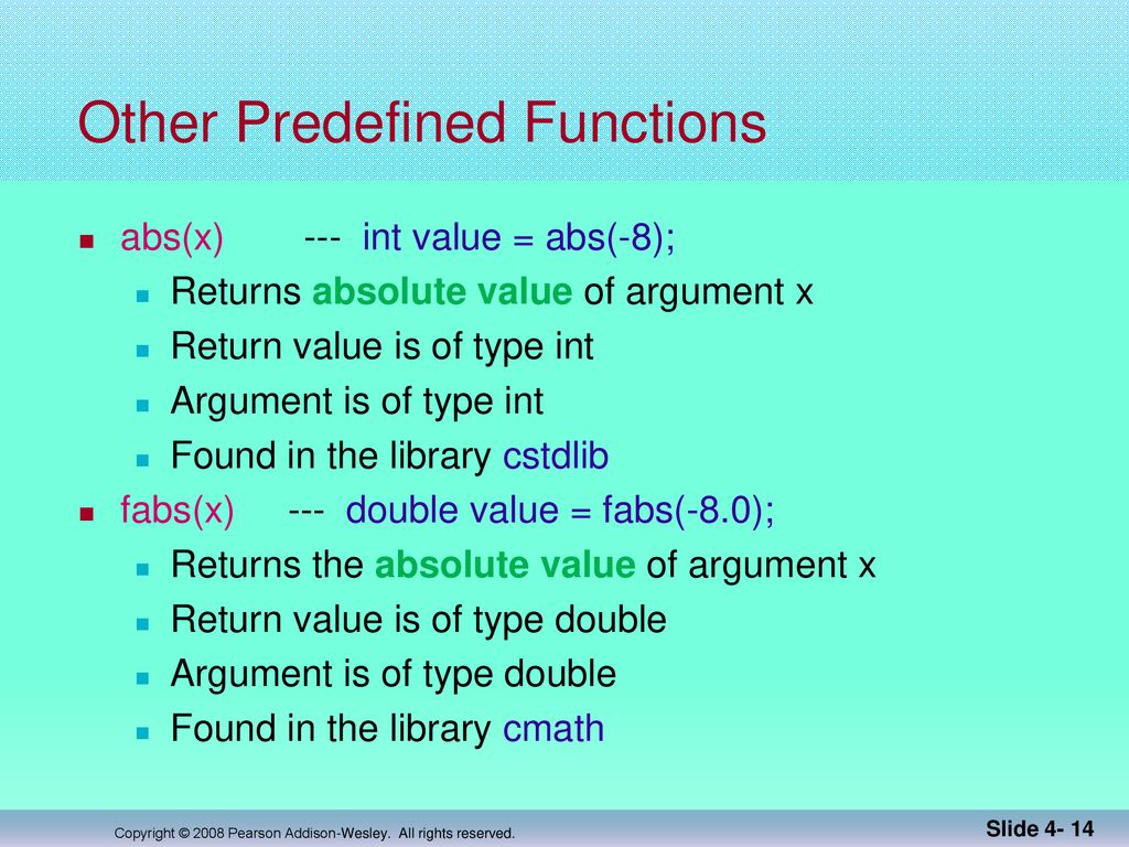 Chapter 4 Procedural Abstraction and Functions That Return a Value 1 ...