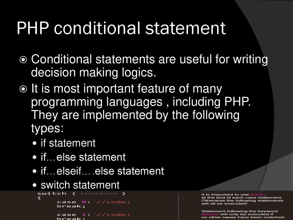 PHP CONDITIONAL STATEMENTS - ppt download