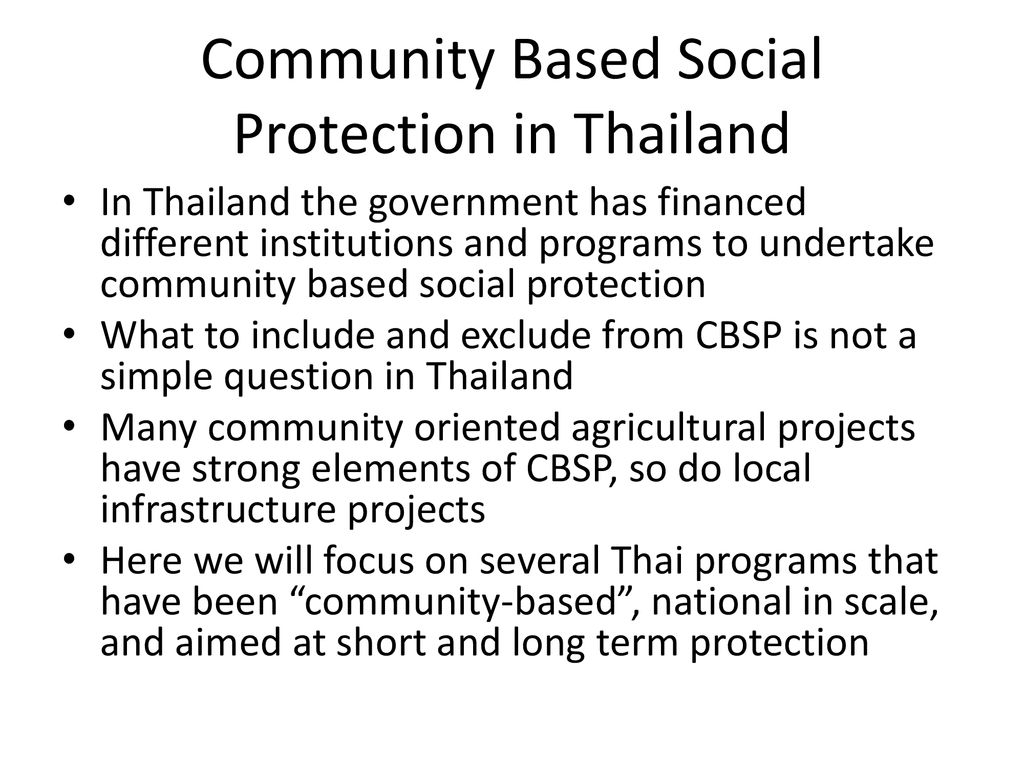 Community Based Social Protection in Thailand