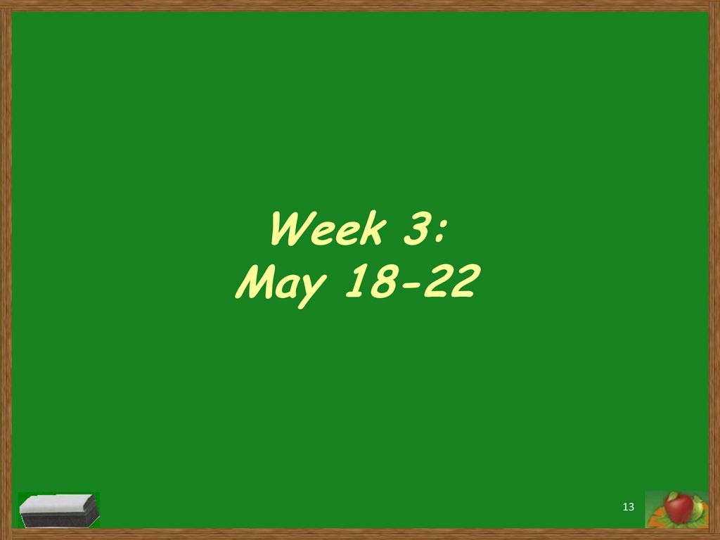 Week 3: May 18-22