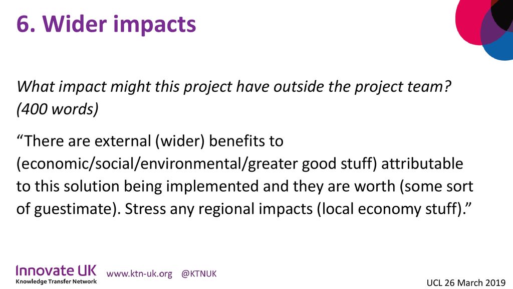 6. Wider impacts