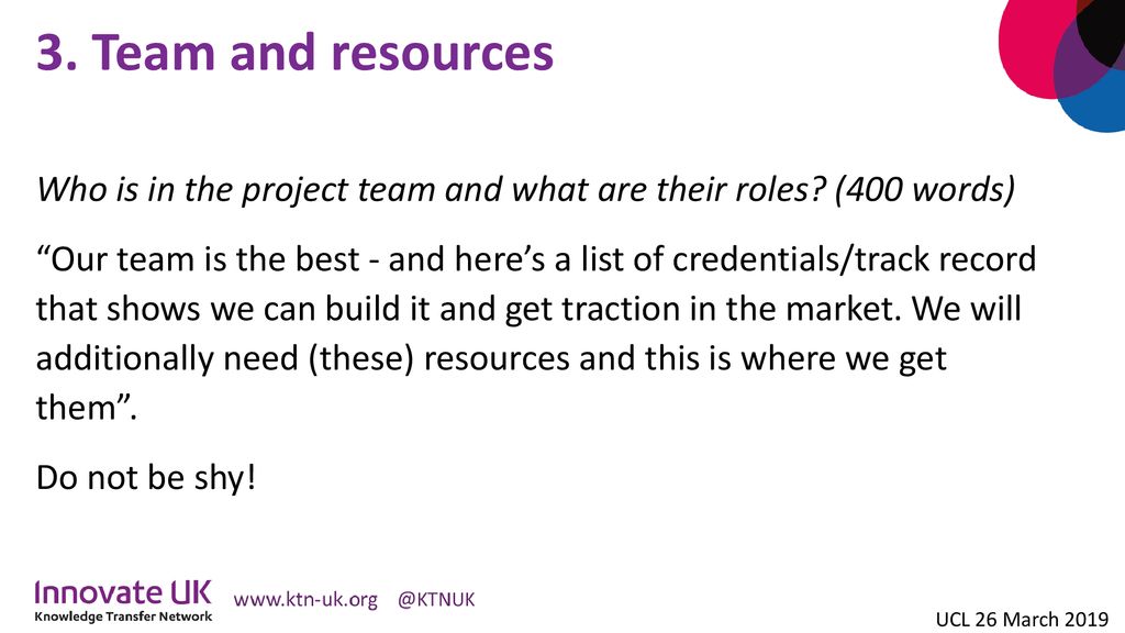 3. Team and resources