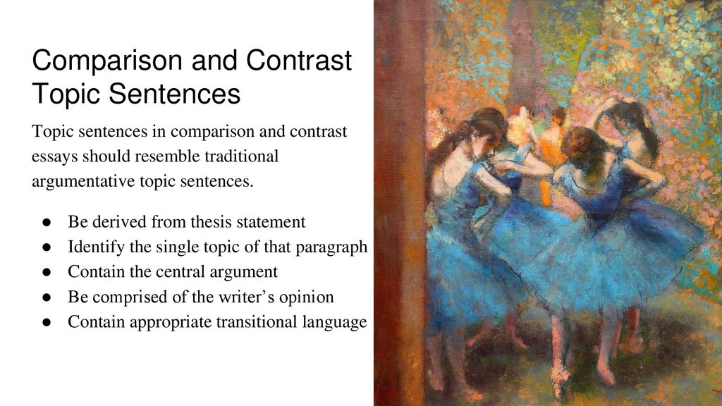 Comparison and Contrast Topic Sentences