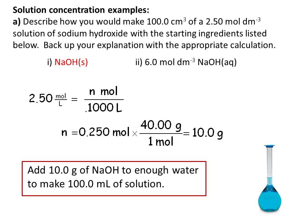 i) NaOH(s) ii) 6.0 mol dm-3 NaOH(aq)