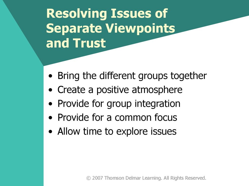 Resolving Issues of Separate Viewpoints and Trust