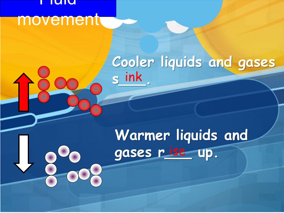 Fluid movement Cooler liquids and gases s___.