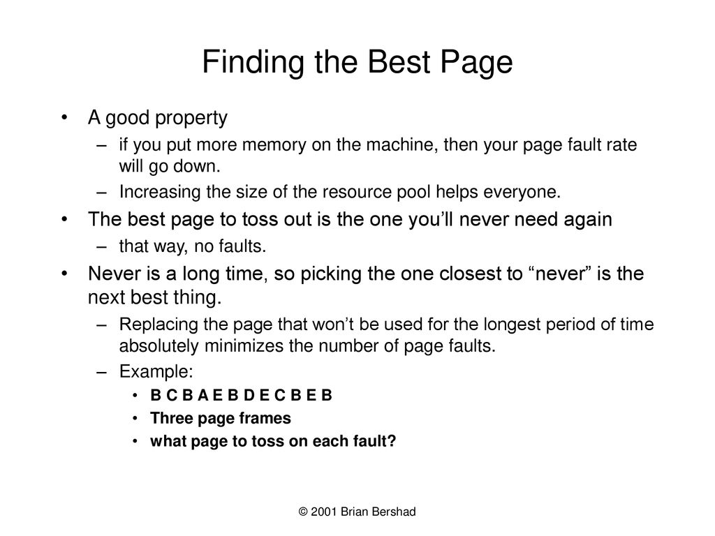 Finding the Best Page A good property