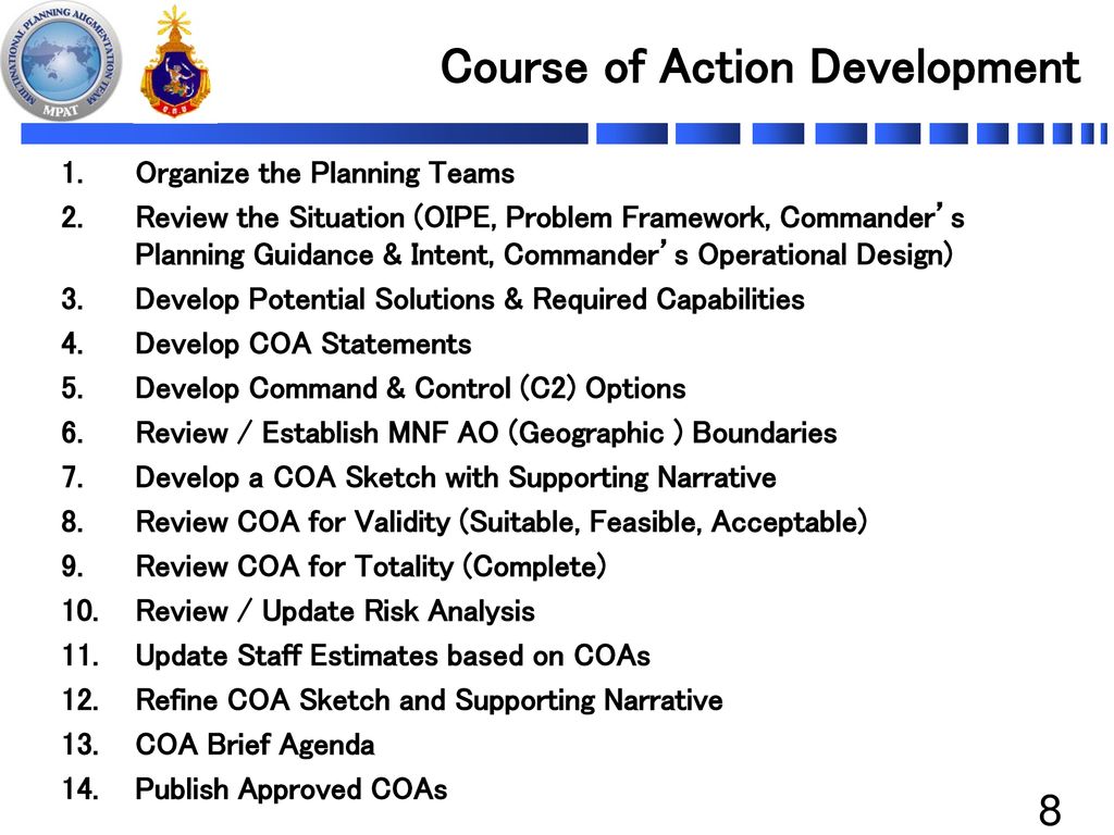 Course-of-Action Development and Analysis