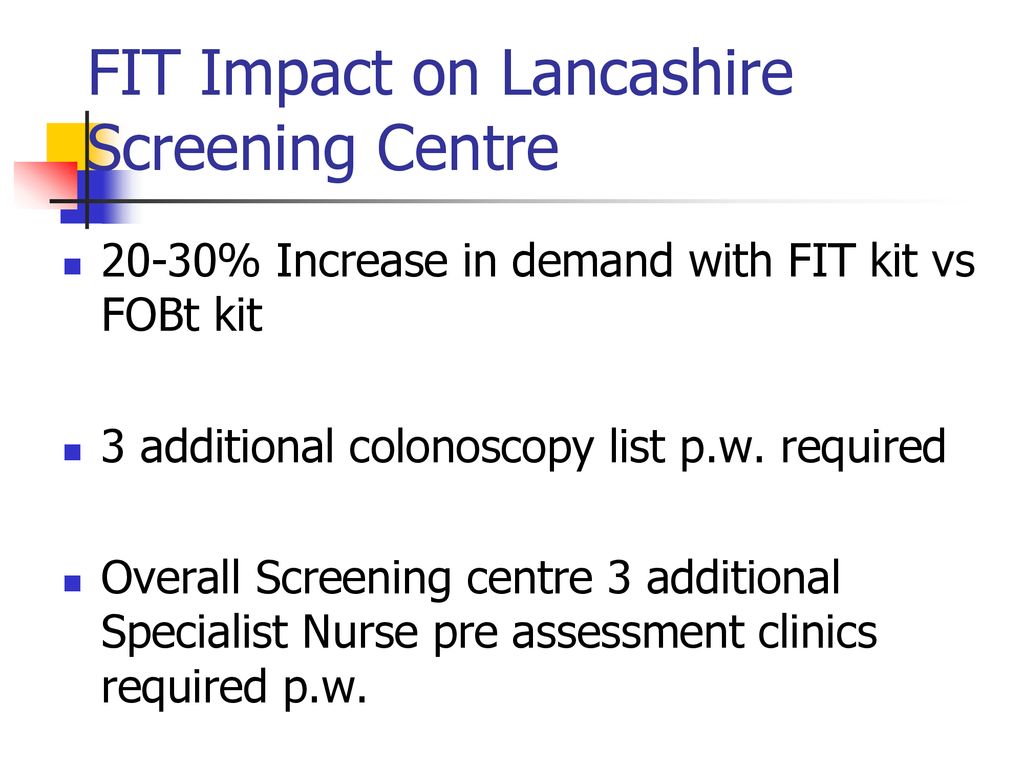 FIT Impact on Lancashire Screening Centre