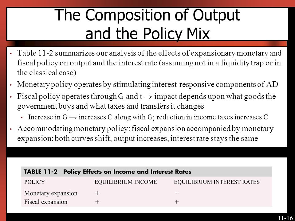 The Composition of Output and the Policy Mix