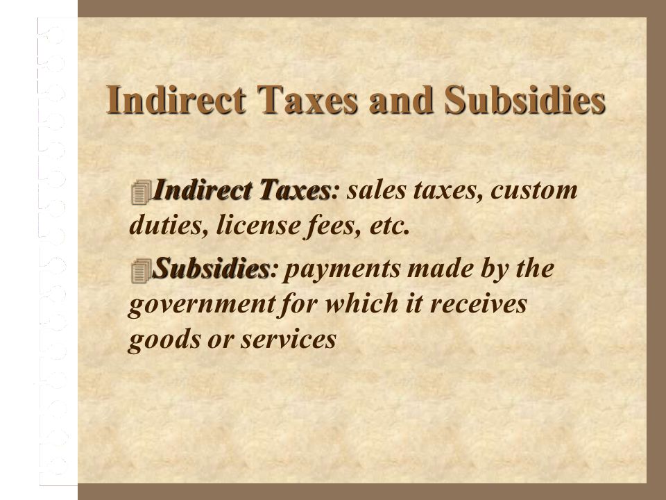 Indirect Taxes and Subsidies