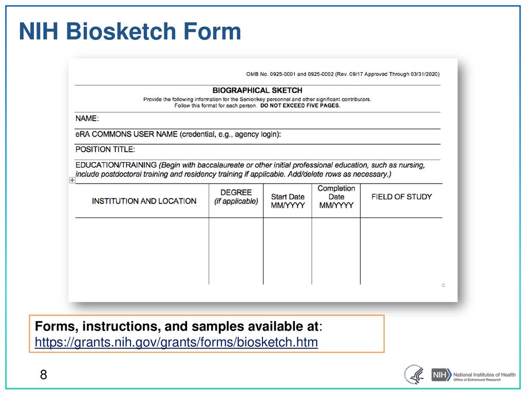 NIH Biosketch and SciENcv ppt download