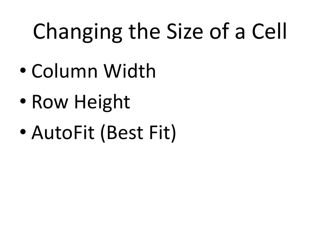 Changing the appearance of a worksheet ppt download