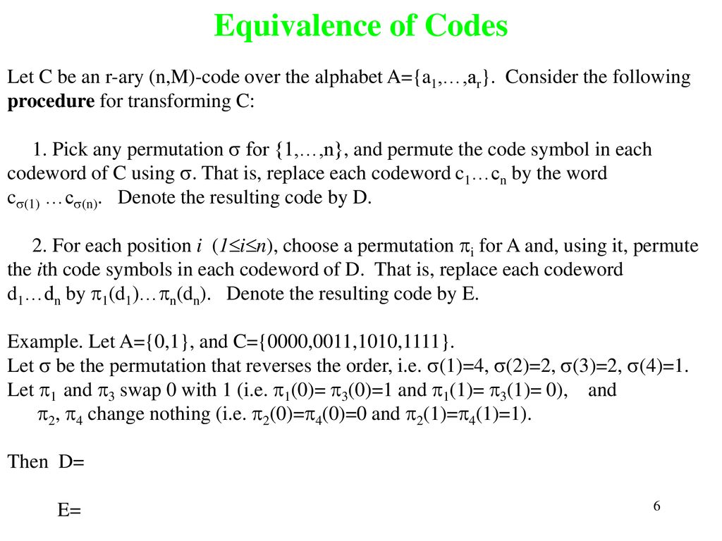 Lecture 17 Making New Codes from Old Codes (Section 4.6) - ppt download