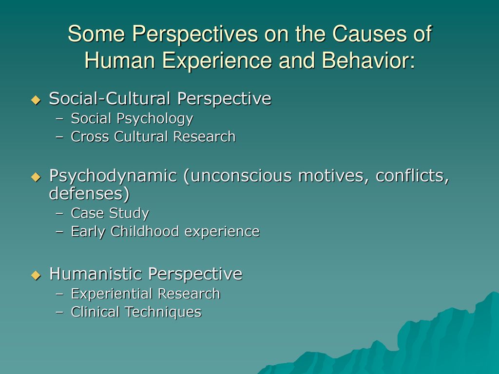 Some Perspectives on the Causes of Human Experience and Behavior: