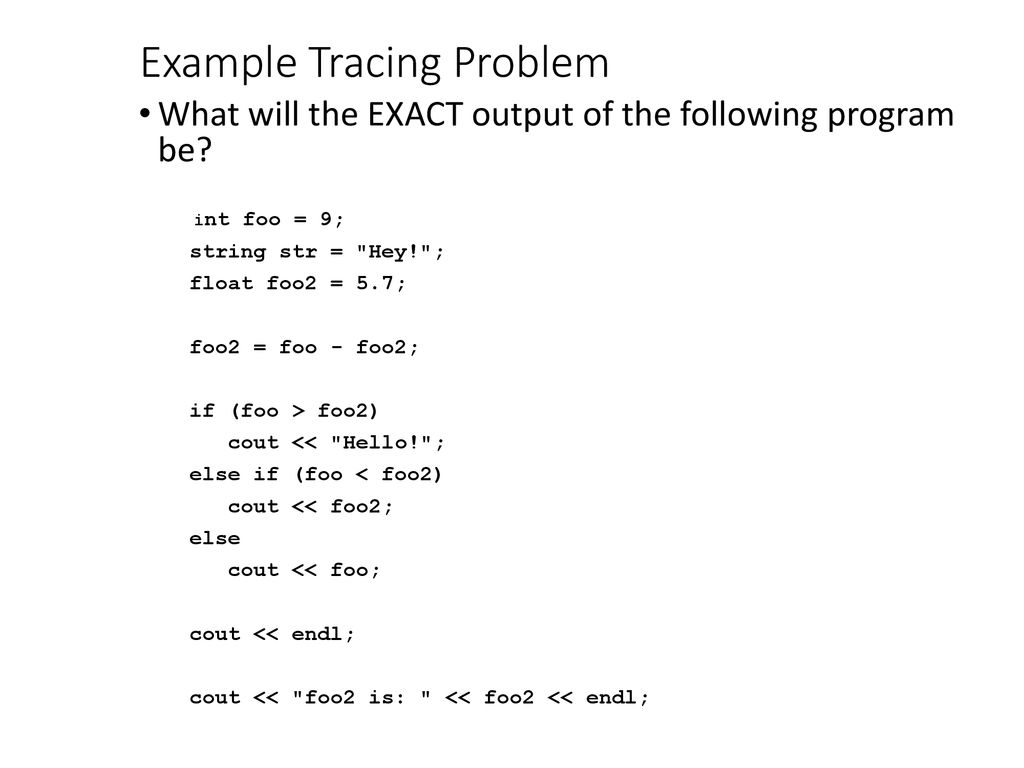 Example Tracing Problem