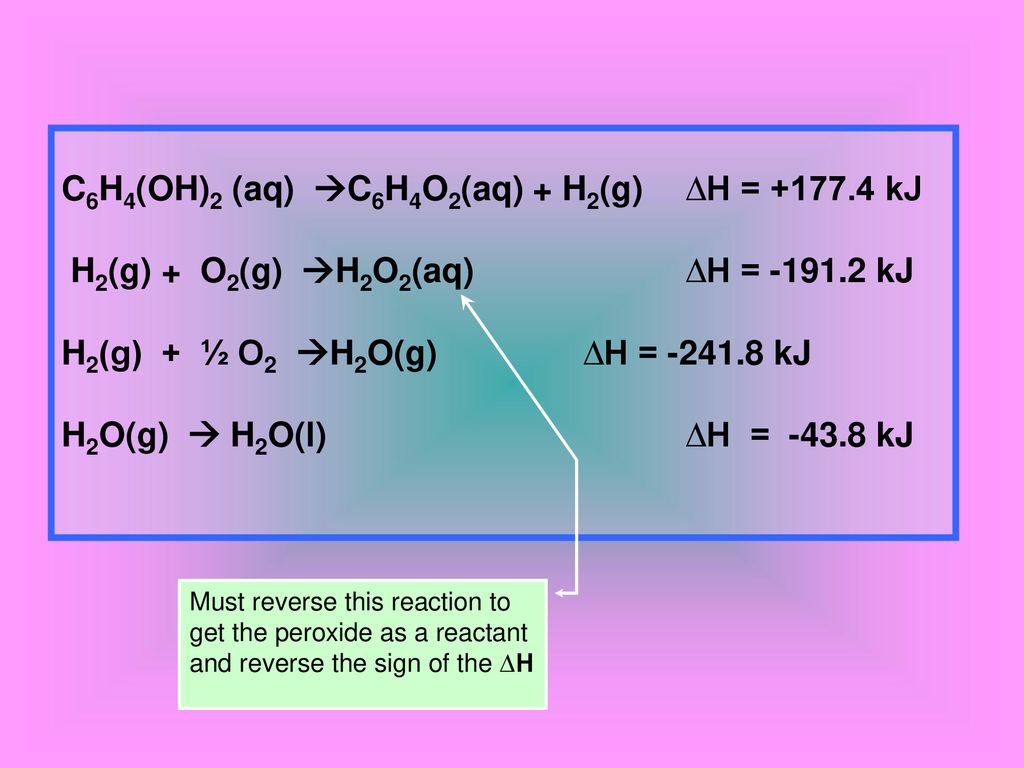 C6H4(OH)2 (aq) + H2O2 (aq) C6H402 (aq) + 2 H2O (l) - ppt download